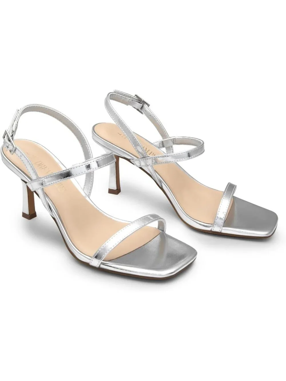 Dream Pairs Women's Silver Square Open Toe Slingback Heels Ankle Strappy Sandals